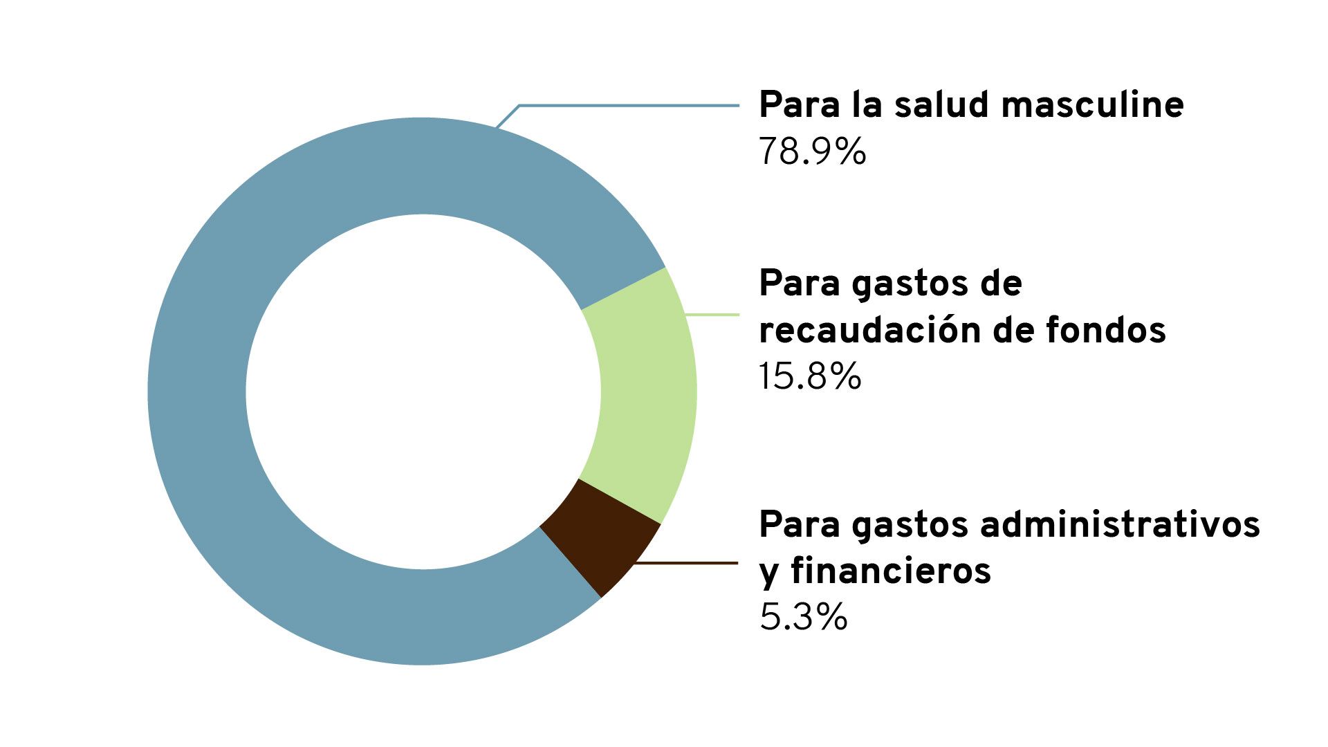 Pie chart showing Movember's financial information.