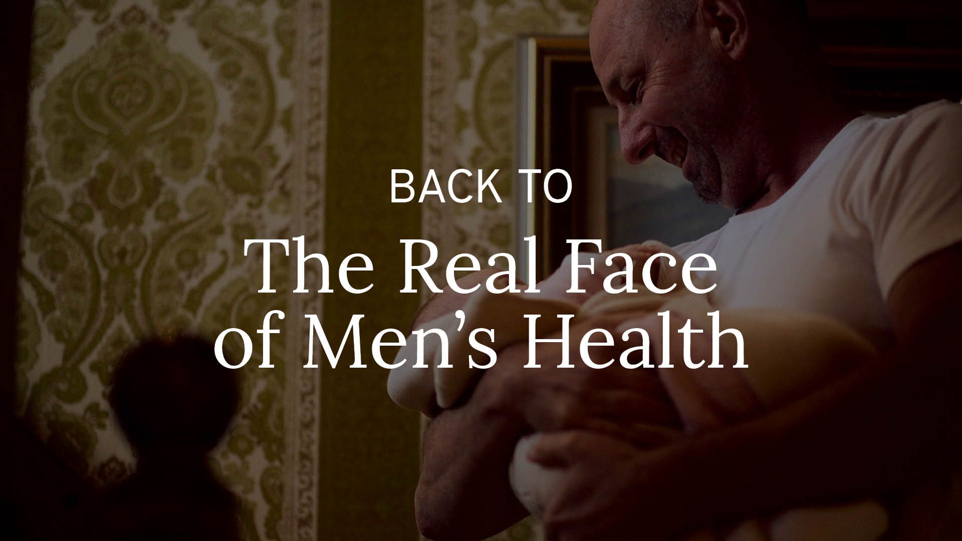 Illustration directing users to The Real Face of Men's Health.